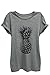 Pineapple Sketch Printed Womens Relaxed T-Shirt Tee Heather Grey