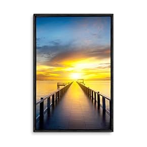 Framed Canvas Wall Art for Living Room, Bedroom Gorgeous Sunset Beach Sea Ocean Canvas Prints for Home Decoration Ready to Hanging - 16x24 inches