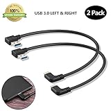USB C 90 Degree Right Angle Cable Extension USB 3.0 Type c Cable Left & Right Angle Male for Data Sync and Charging by Oxsubor(1ft)(2 Pack)