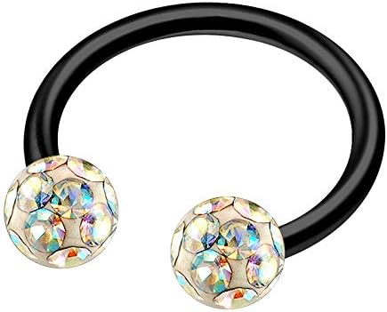 Anodized Titanium 16g Circular Barbell Earrings Piercing Jewelry Septum Nose Lip Tragus Rook 4mm Ferido Crystal More Choices