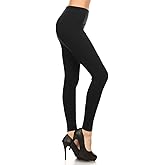Leggings Depot Women's High Waisted Cotton Leggings - 28" Full Length - Soft Breathable 1" Waistband Everyday Pants, Black, X-Large