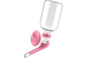 Andiker Dog Water Bottle for Crate, No-drip 350ml Dog Water Dispenser Adjustable and Detachable Installed on The Kennel Cage Water Bottle for Dogs and Puppy Drinking Water (Pink)