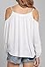 YUNY Women's Spaghetti Straps Cut Out Off Shoulder Blouse White L