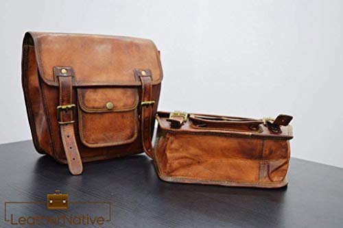 Leather Native 2 X Motorcycle Side Pouch Brown Leather Side Pouch Saddlebags Saddle Panniers (2 Bags) Pre Valentines Day SALE !!!