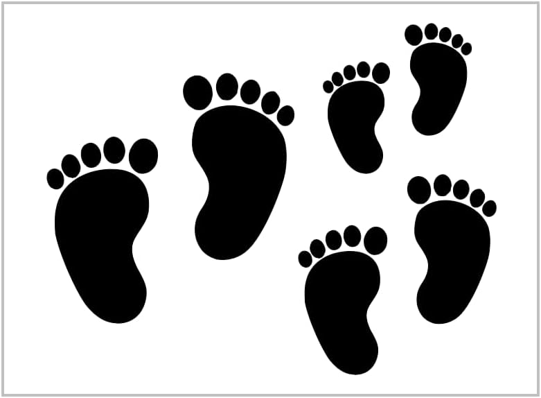 Mixed Media - Baby Footprints Stencil 3 Sizes Feet Foot Prints Infant Shower Party Silhouette Multiple Design 8