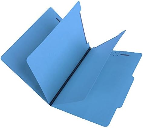 SJ Paper S59702 Match 15 Pt. Blue Classification Folders, 2/5 Cut ROC Top Tab, Letter Size, 2 Dividers (Box of 25)