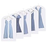 FU GLOBAL Easy Organize Travel Cloth Bag, Set of 5 Units Clear Zipped Suit Bags Zipper Garment Clothes Covers - 40 Inches Long