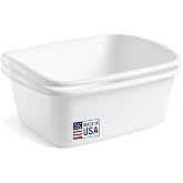 Tribello 2-Pack Dish Pans for Kitchen Sink, Plastic Tub Dishpan Wash Basin and Foot Bath for Soaking Feet, Wash Bucket for Washing and Storage Cleaning Supplies - 12 Quarts - Heavy Duty - (White)