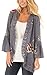 ECOWISH Womens Floral Print Loose Puff Sleeve Kimono Cardigan Lace Patchwork Cover Up Blouse, Gray, US M