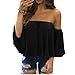 DaySeventh Women Fashion Pullover Tops Off Shoulder Casual Jeans Blouse (S, Black)