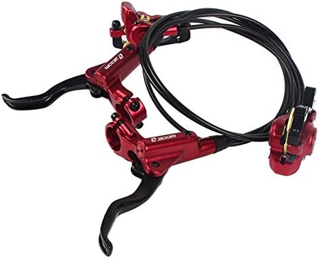 Pena Hydraulic Bicycle Front/Rear Disc Brake Set MTB Mountain Bike Oil Disc Braking Rotor Levers for MTB Mountain Bike Cycling(Red)