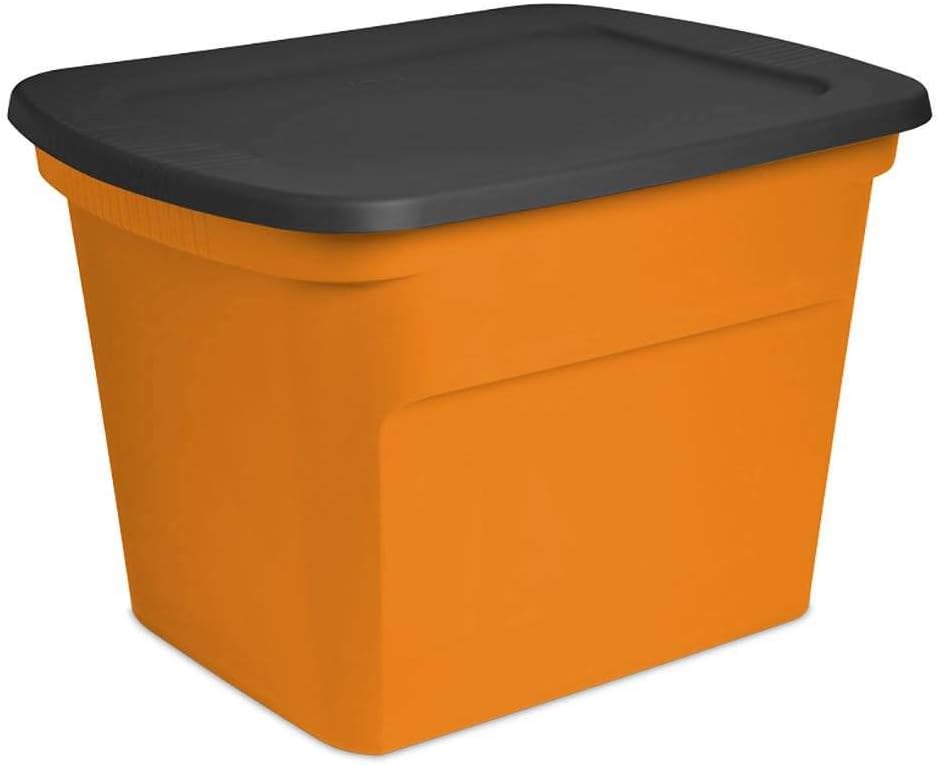 Sterilite 18 Gallon Orange Plastic Storage Container Bin