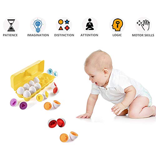 JUNBESTN Easter Matching Eggs Connect Eggs Parlour Games Toys Gifts for 1 2 3 Years Old Kids Toddler Baby Girls Boys Shape Color