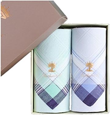 Elegant Stripe Pattern Hankies 60s Cotton Handkerchiefs Packed in Gift Box for Women Wedding Gift by MSLONG