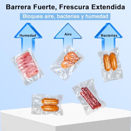 200PZS Bolsas para Sellar al Vacío 20*30cm, Bolsas de Vacio para Alimentos sin BPA, Bolsa Gofrada Envasar Resistente, Bolsa Lisa Empaque al Vacío para Congelar Conservación Cocción Verdura Fruta Carne