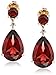 10k Yellow Gold Garnet and Diamond Drop Earrings (.02 cttw, I-J Color, 12-13 Clarity)