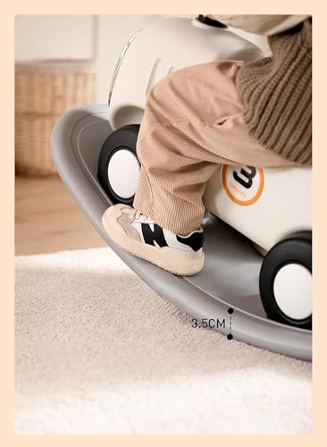 3-in-1 Rocking Horse Ride-On Toy with Balance Board and Music, for Ages 1-5 Years, Convertible Push Car and Rocker, Foot Kick, Baby boys Girls Toodlers Car, 70x32.5x51cm (Style-A)