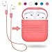 Yometome AirPods Case, Shockproof Silicone Protective Cover Accessories Skin with Earphone Sports Anti-lost Strap Pink