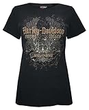 Harley-Davidson Women's Studded Immortal Eagle Short Sleeve Tee, Black Rust