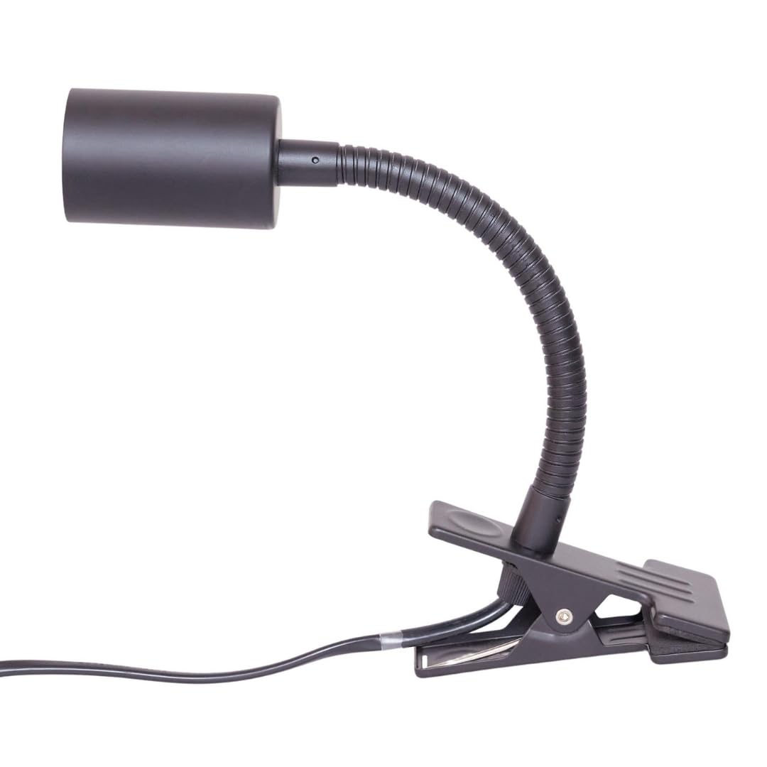 Pianta Grow Light Clip On Bulb Holder - Mains Powered Heavy Lamp Flexible Gooseneck Holder, Shelf Clamp, Table Cable Plug Socket, Spotlight Clip-On Desk, Clamp-On (Black) — image 1