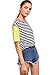 Romwe Women's Contrast Neck and Sleeve Striped Tee multicolored L