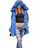 Roiii Plus Size Womens Winter Faux Fur Hooded Camouflage Parka Long Jacket