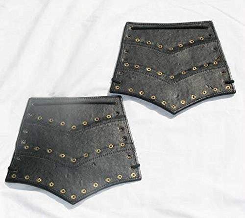 Mens Roman Leather Arm Guards with Brass One Size Fits Most Black - Image 3