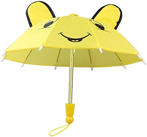 18 Inch Doll Hot Pink Umbrella, Handle Loop, Open &amp; closes Perfect For 18 Inch American Girl Dolls &amp; More (Yellow)