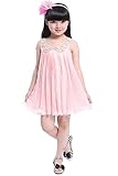 Baby Girls Party Dress Sleeveless Chiffon Pleated Skirt Summer Dress (3-4 Years, Pink)