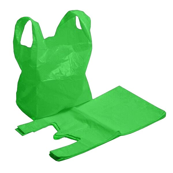 Efforias Carrier Bags 11 x 17 x 21 - Large Plastic Carrier Bags Heavy Duty Vest Carrier Bags - Pack of 75 (Green)