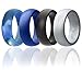 ROQ Silicone Rubber Wedding Ring for Men, Comfort Fit, Breathable Rubber Engagement Band, Men's Wedding Band, 8mm Wide 2mm Thick, Dome Solid, 4 Pack, Arctic Camo, Blue, Black, Silver, Size 10