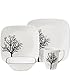 Corelle Square Elegantly Modern Pattern 16-Piece Dinnerware Set, Timber Shadows, Service for 4