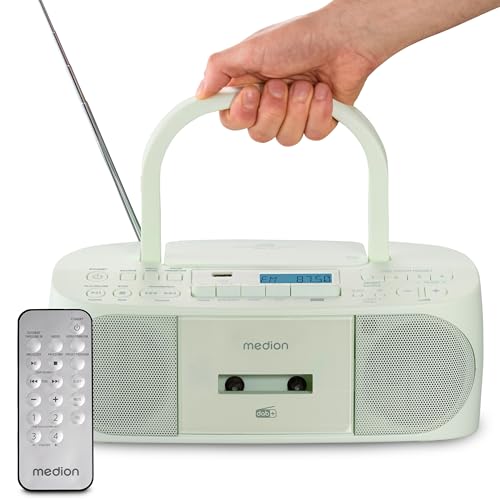 MEDION DRX-1 Plus Boombox (tragbares DAB+ UKW Radio, Bluetooth, CD-Player, MP3, Kassette, Kopfhöreranschluss, Stereo Sound System, AUX, Netz & Batteri