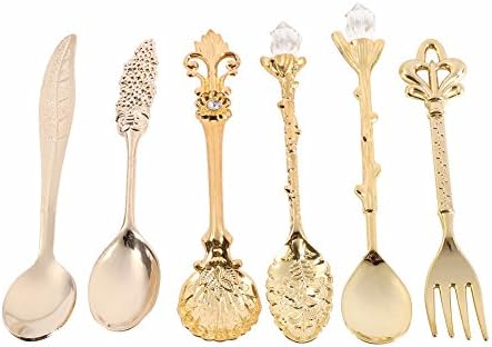 6Pcs Stainless Steel Retro Coffee Spoon fork Dinnerware set Sugar spoon Tea Spoons Dessert Flatware Spoon Kitchen Tableware