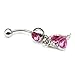HuntGold 1X Charming Navel Rings Fashion Belly Ring Dangle Body Piercing Jewelry(Pink)