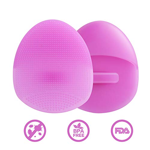 2 Pack of Baby Cradle Cap Brush/Bath Brush with Storage Box, Food Grade Soft Silicone- Rose