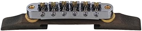 Yibuy Zinc Alloy &amp; Rosewood Chrome Plated Electronic Roller Saddles Guitar Bridge Tailpiece for Guitar Replacement