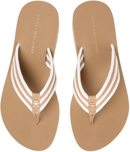 Sandálias de verão às riscas de Th FW0FW09196 femininas, KHAKI (Safari Canvas), 4