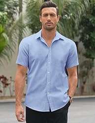 COOFANDY Men's Untucked Shirts Short Sleeve Button