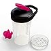 BluePeak Protein Shaker Bottle 20-Ounce, 2-Pack, with Dual Mixing Technology. BPA Free, Shaker Balls & Mixing Grids Included (Black & Pink)