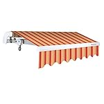 ADVANING Manual S Series, 10'x8', Red/Beige Stripes, Slim Top Quality Manual Retractable Window/Door Cloth Cover Canopy Sun Shade Patio Awning, Model: MA1008-A063N