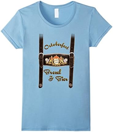 Womens octoberfest costume lederhosn Beer pretzel german t-shirt Small Baby Blue