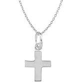 Hawaiian Silver Jewelry 925 Sterling Silver Cross Charm, Mini Cross Charm Necklace, Premium Italian Chain, High Polished Silver Cross Pendant