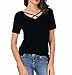 Carterstory Women Summer Tops Cross Front Deep V-Neck Short Sleeve Tees Top