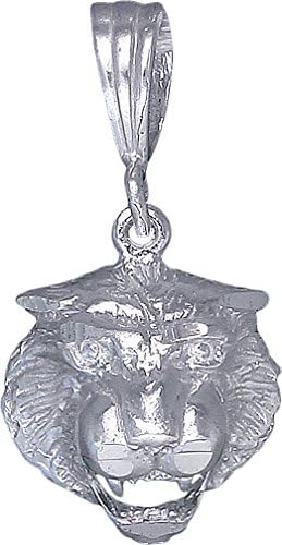 Sterling Silver Tiger Charm Pendant Necklace Diamond Cut Finish with Chain (Without Chain)