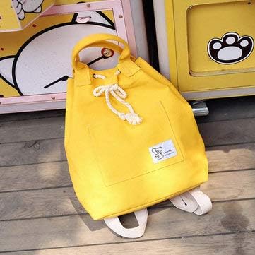 Women Canvas Multifunction Backpack String Large Capacity Waterproof Bucket Handbag - Women's Bags Backpack - (Yellow)