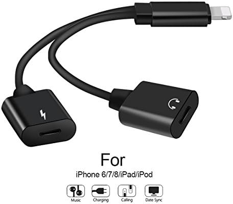 Jetai Dual Adapter for iPhone 7/7 Plus/8/8 Plus/X Double Lightning Headphones Audio &amp; Charger 2 in 1 Converter Support iOS 11,Listen to Music with Favorite Headphone and Charge Your iPhone