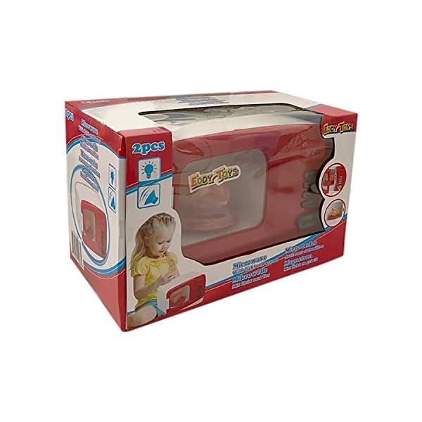 Mojawo Kinder-Küchen-Zubehör Mikrowelle + Licht & Ton Spielküche Zubehör Küche Batterie H13xB20xL13cm – Bild 3
