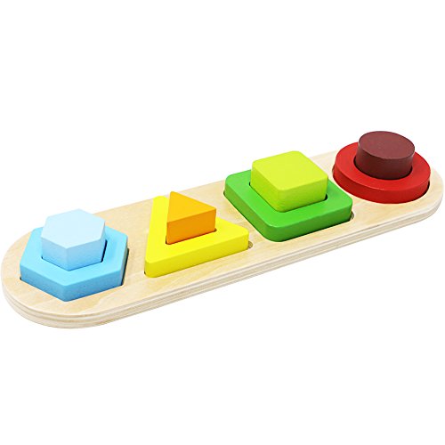 Toyssa Wooden Educational Sorting Stacking Toy Shapes Sorter Geometric Block Stack Sort Puzzle Board Games for Kids Baby Preschool Toddler - Thumbnail 4