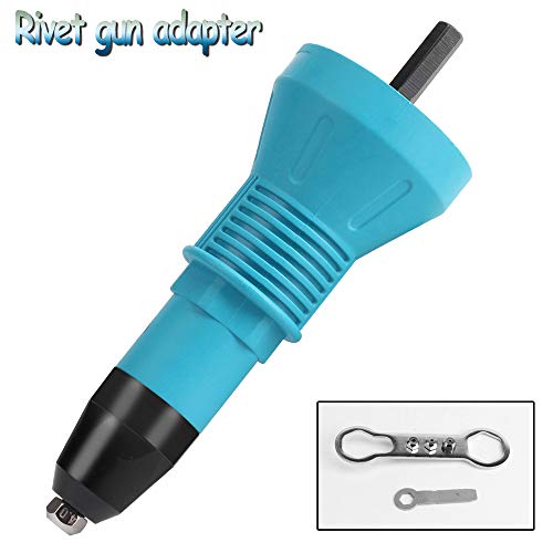 Cordless Drill Electric Rivet Gun Adapter-Professional Riveting Insert Nut Hand Tool Kit with 4pcs Convertible Head and 2pcs Wrench